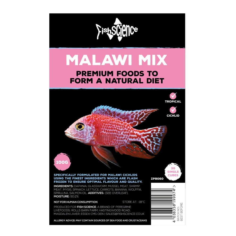 Fish Science Frozen Food Blister Pack Malawi Mix 100g (case Of 10)