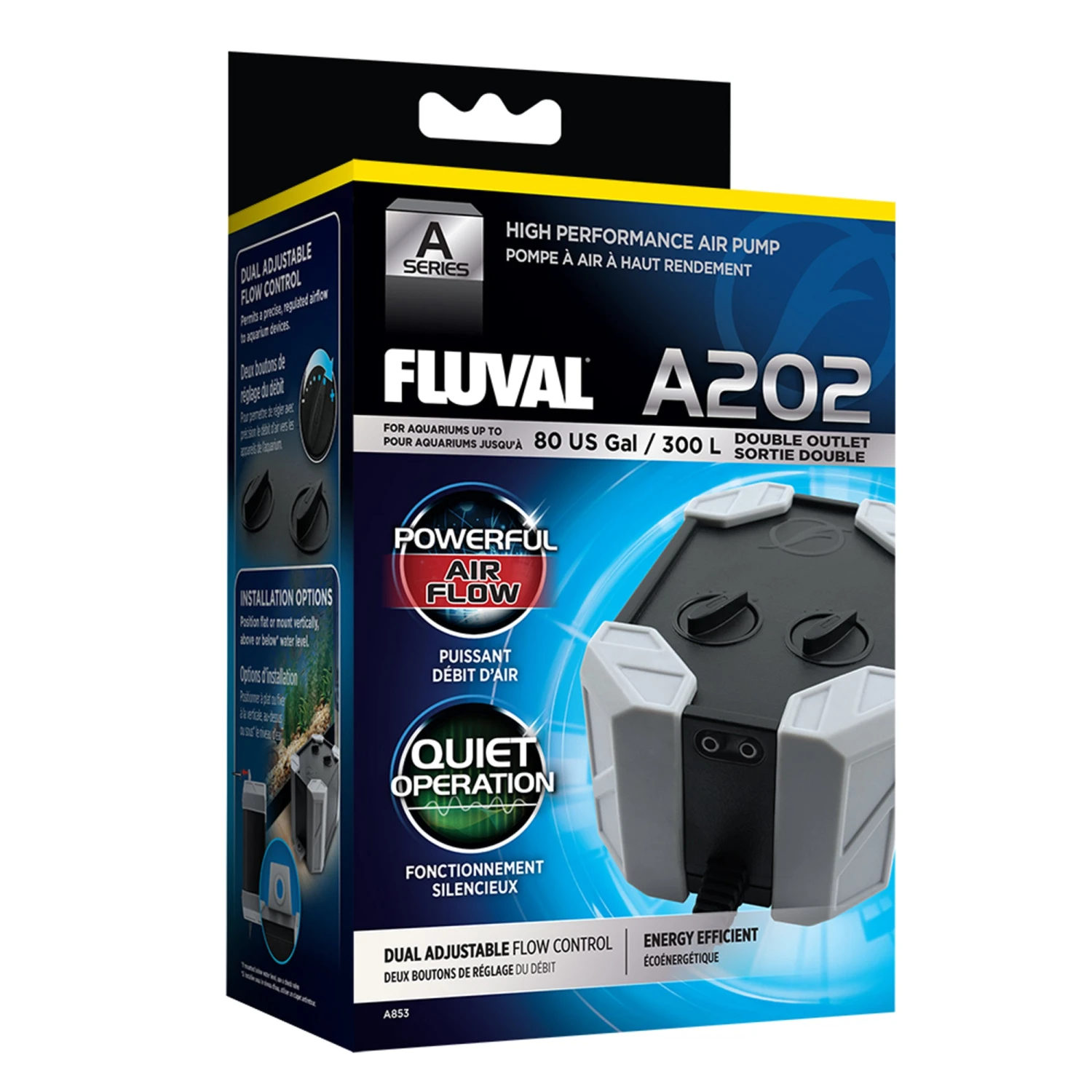 Fluval A202 Dual Outlet Air Pump Adjustable Flow Rate Tanks <300L - Image 2