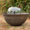Lotus Bowl Bronze Patio Pond Fountain Water Feature 80cm White LED's