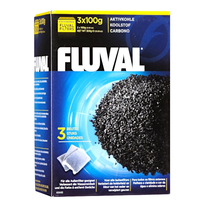 Fluval Filter Media Carbon With Nylon Bags 3 X 100g