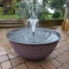 Lotus Bowl Dark Red Patio Pond Fountain Water Feature 60cm White LED's