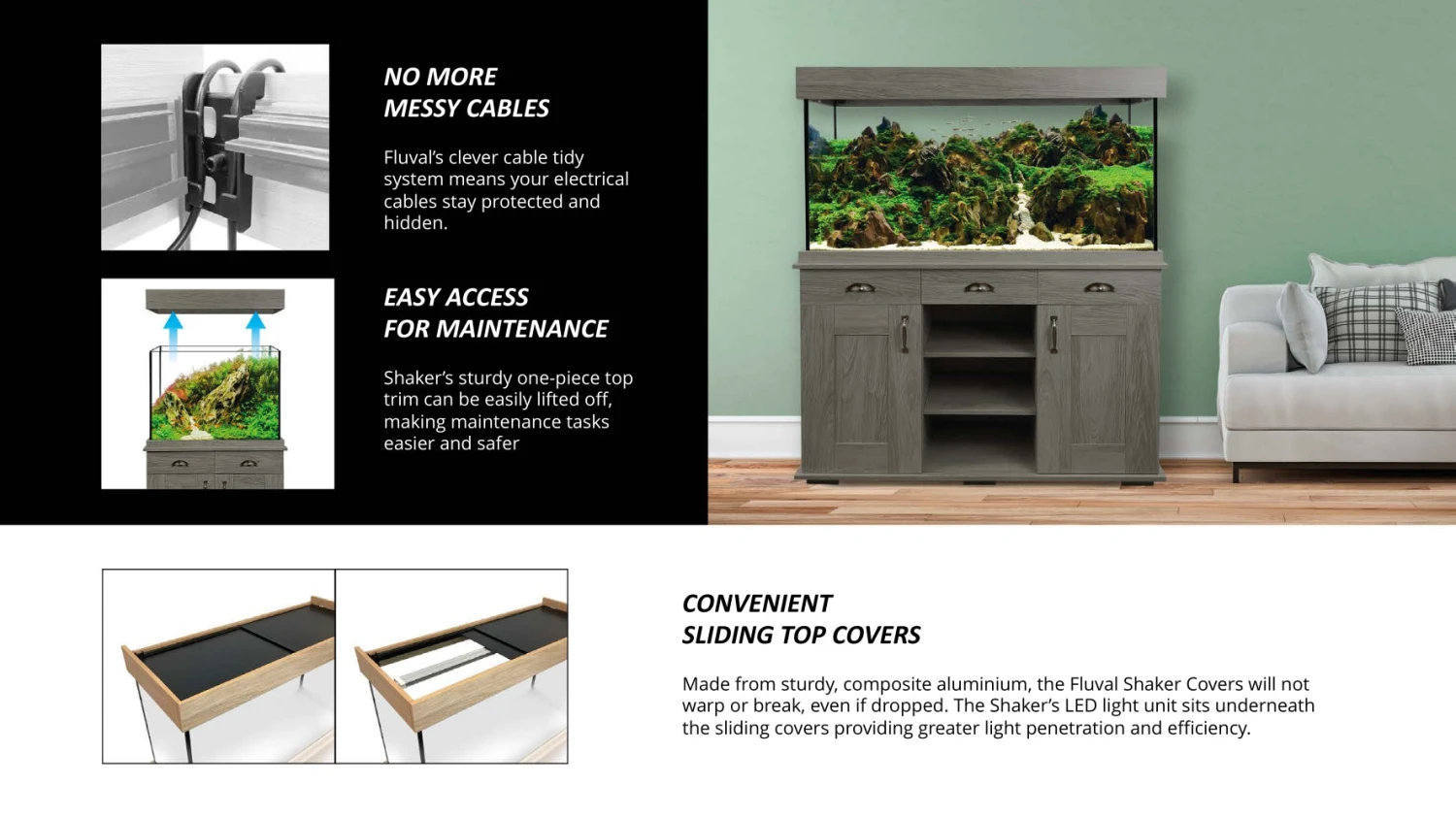 Fluval Shaker 252L Aquarium Fish Tank & Cabinet Slate Grey - Image 11