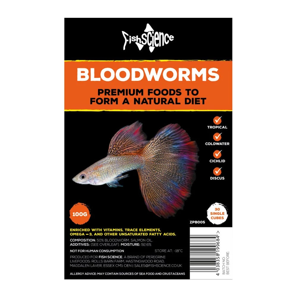 Fish Science Frozen Food Blister Pack Bloodworms 100g (case Of 10)
