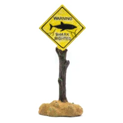 AquaSpectra Aquarium Ornaments Shark Warning Sign