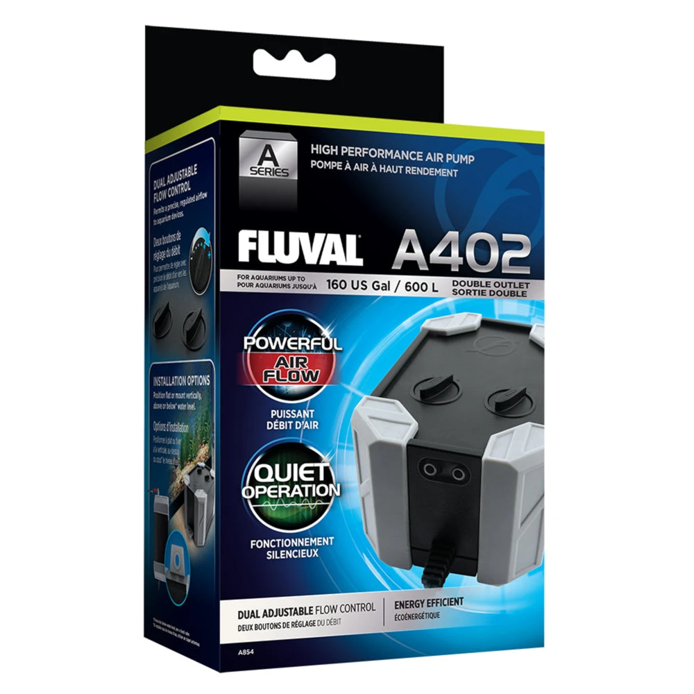Fluval A402 Dual Outlet Air Pump Adjustable Flow Rate Tanks <600L - Image 2