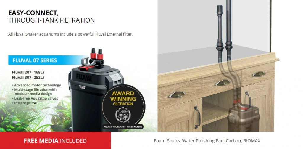 Fluval Shaker 252L Aquarium Fish Tank & Cabinet Slate Grey - Image 7