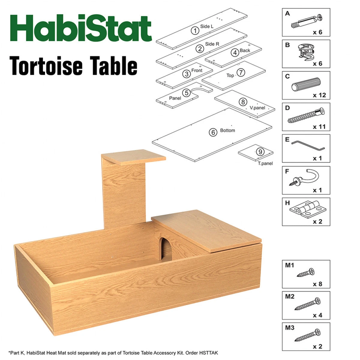 HabiStat Tortoise Table Oak 109cm 43" - Image 5